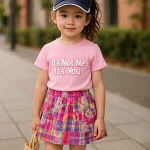 Kelly's Kids Girls Skirt Size XS 3 4 Pink Green‎ Patchwork Plaid Twirl Twirly